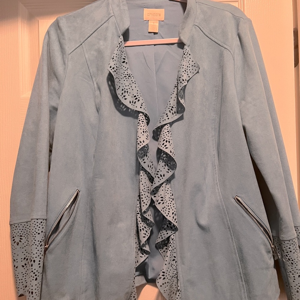 Chicos Turquoise Suede Jacket Size 1